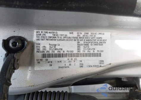 2016 Ford Focus Se from USA, damaged, VIN 1FADP3F25GL288359